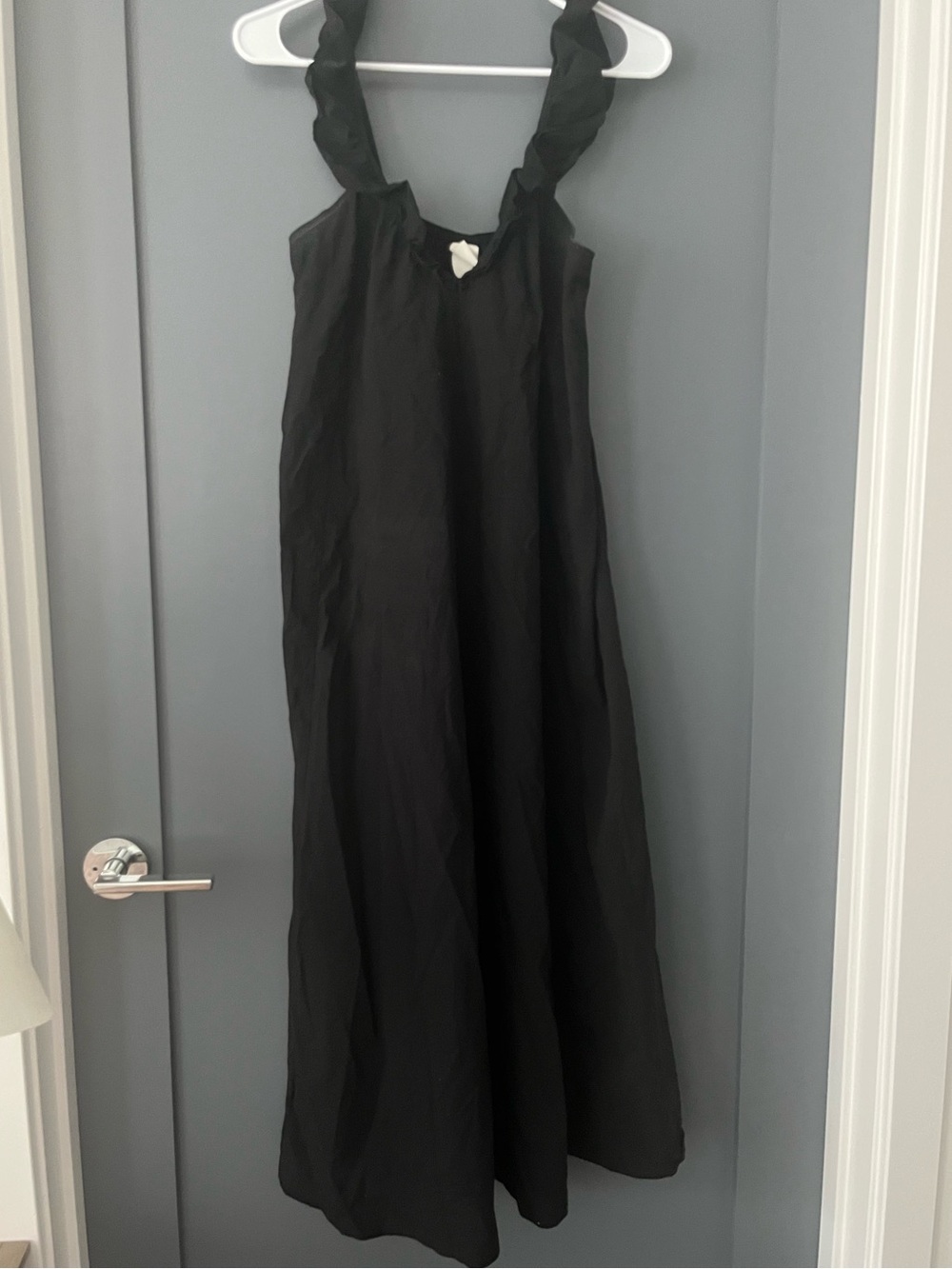 100% COTTON🖤H&M🖤Black Ruffle V- Neck Maxi Dress